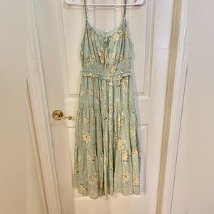 Light teal green blue floral maxi dress